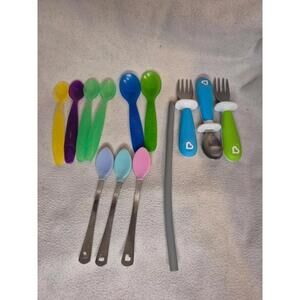 Assortment of, infant to children, utensils plus a silicone straw